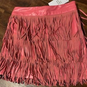Pink fringe skirt